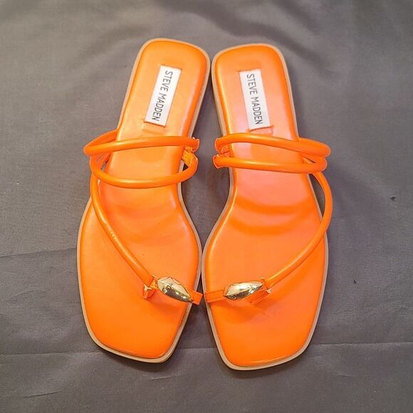BRAND NEW STEVE MADDEN VIBANT ORANGE WOMENS SANDAL R3 - Picture 3 of 16